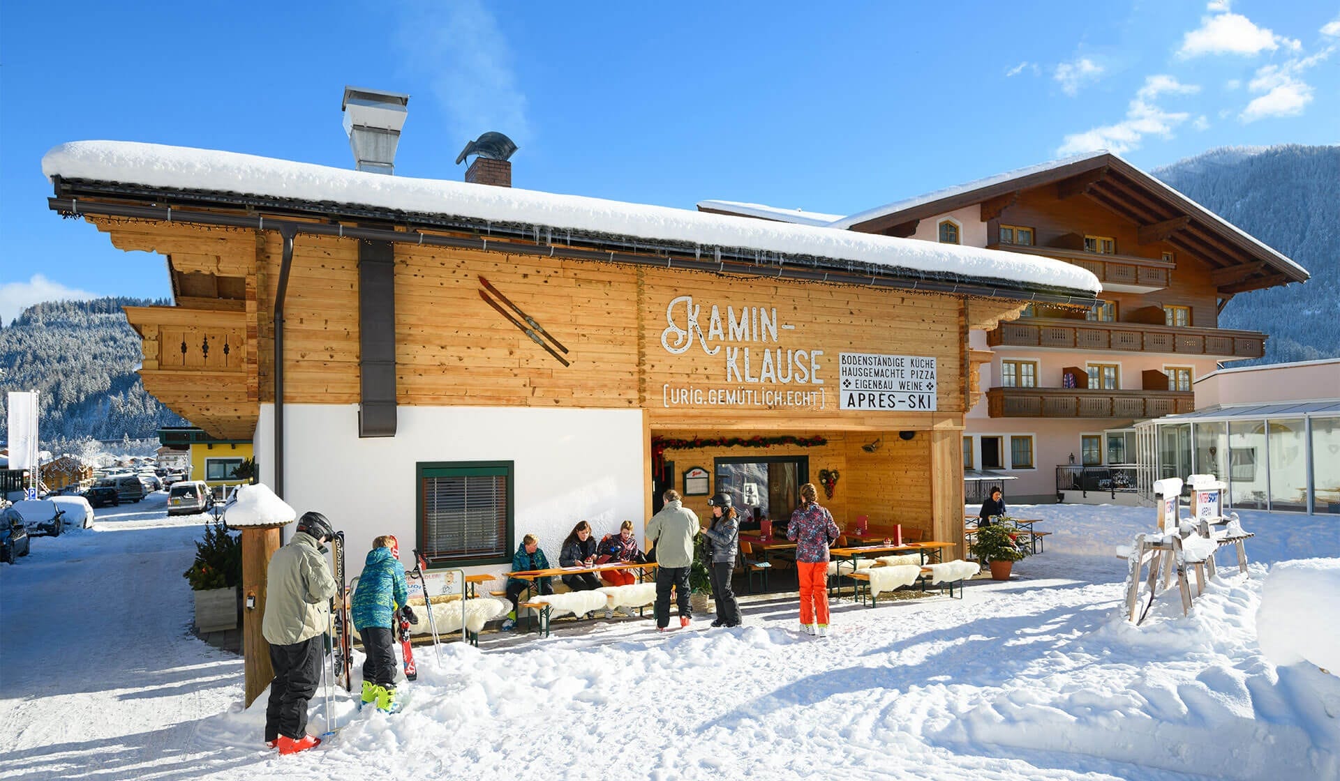 Après-Ski mit Stil &amp; Skihütte in Flachau, direkt an der Piste &amp; Talstation